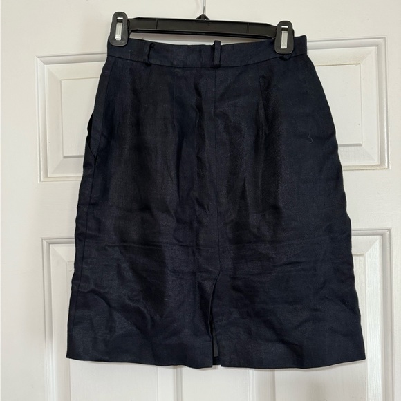 Talbots 4P fully lined navy linen skirt. - Picture 2 of 6